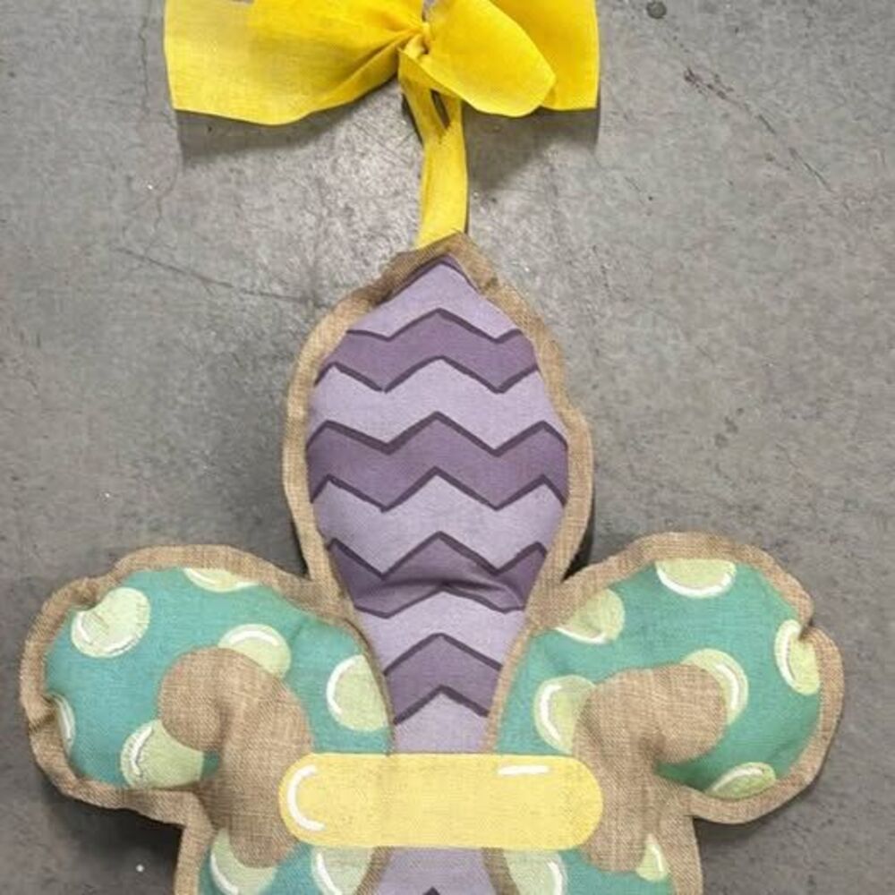 Burlap Fleur-de-Lis Door Hanger Mardi Gras Louisiana